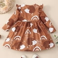 thumbnail image 2 of YEEDISON Spring Autumn Girls Clothes Toddler Girl Fall Clothes Cartoon Animal Hedgehog Long Flying Sleeve Girls Dress Cotton Kids Clothes for 3-6Y, 2 of 4