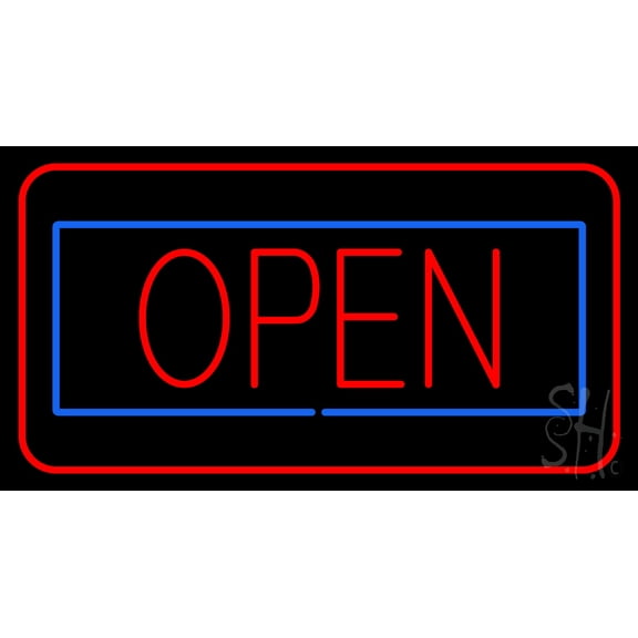 Open LED Neon Sign 13 x 24 - inches, Clear Edge Cut Acrylic Backing, with Dimmer - Bright and Premium built indoor LED Neon Sign for storefront.