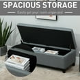 thumbnail image 4 of HOMCOM Linen Fabric Wood Feet Entry Bench, Contemporary Home Decor Grey, 4 of 10