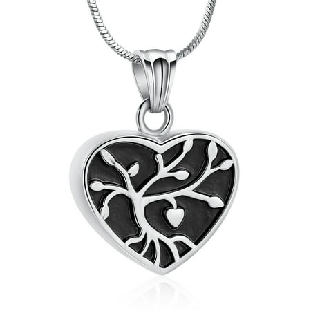 Heart Cremation Urn Necklace for Ashes Tree of Life Heart Memorial Urn Ashes Necklace for Loved One Cremation Memorial Keepsake Jewelry