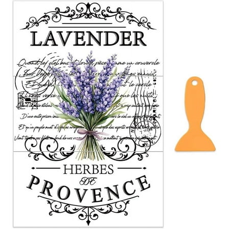 3pcs/Set Lavender Rub on Transfers for Furniture and Craft 12x6 inch Vintage Logo Furniture Decal Lavender HERBES DE Provence Transfer Rub on Decals with 1pc Scraper for Furniture Home Decor