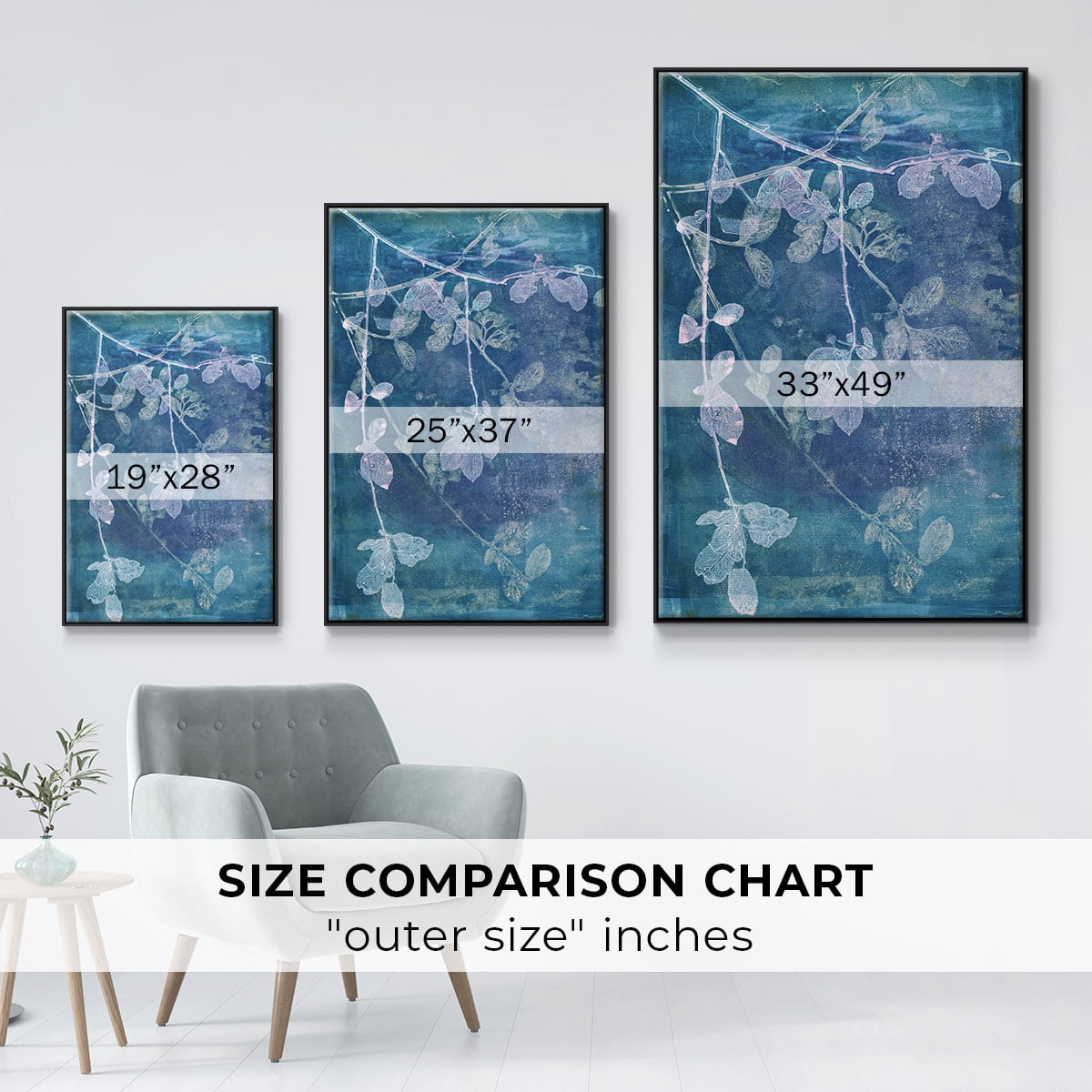 Branching Out VII Framed Premium Gallery Wrapped Canvas - Ready to Hang - 25 x 37 - Black Floating Frame