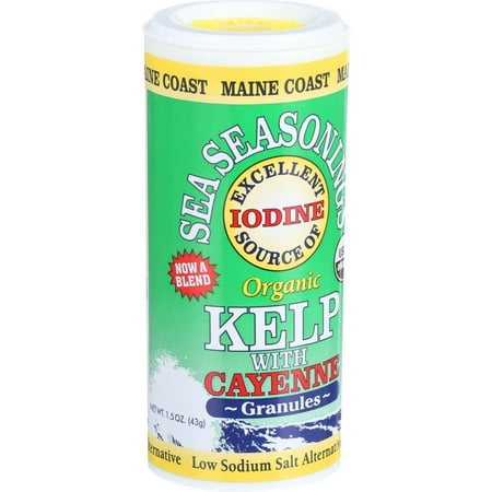 Organic Sea Kelp - Maine Coast Organic Sea Seasonings - Kelp Granules with Cayenne - 1.5 oz Shaker