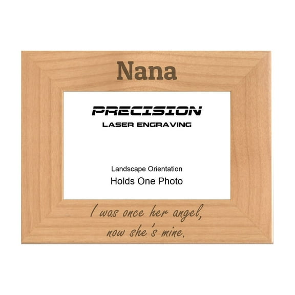 PrecisionNC Nana Remembrance Frame I was once her angel now she's mine Engraved Natural Wood Memorial Picture Frame 4x6 Landscape