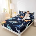 thumbnail image 4 of Manfei Colorful dinosaur Bed Sheets,Vintage Wild Animal King Sheets,Orange Blue Black Sheet Set For Boys,Super Cozy Room Decor,4-Piece, 4 of 7