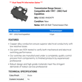 thumbnail image 2 of Transmission Range Sensor - Compatible with 1997 - 2002 Ford Expedition 1998 1999 2000 2001, 2 of 2