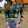 thumbnail image 7 of JGNGSHN Women's Long Sleeve Crew Neck Tops Soft Stretchy Fitted Crew Ribbed Knit Blouses Xmas Print Basic Tee Going Out Top, 7 of 7