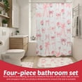 thumbnail image 3 of Dznils Pink Bow Shower Curtain and Rug Sets, 16pc Modern Fabric Bathroom Curtain Sets, 72" x 72", 3 of 11