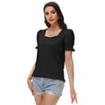 thumbnail image 6 of Women's Square Neck Tops Ruffle Trim Sleeve T-Shirts for Summer Casual Short Tees, 6 of 7