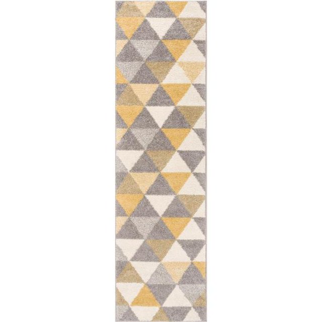 Well Woven MC-62-2 Alvin Tapis de Course Géométrique Moderne&44; Or - 2 Pi x 7 Pi 3 Po.