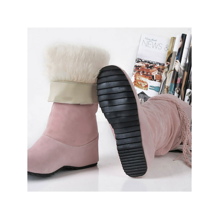 On Slouchy Boots 6.5 Knee Ymiytan Fashion Pink Pull Flat Women\'s Winter Boot High
