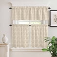thumbnail image 2 of 3 Piece Kitchen Curtains and Valances Set Beige Baroque Cafe Curtains 36 Inch Length Retro Farmhouse Abstract Scroll Floral Valance & Tier Curtain for Living Room Bedroom Window 54"x18"+27"x36"*2, 2 of 6