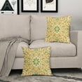 thumbnail image 3 of Yellow Green Boho Pillow Covers 20 X 20 Inch Bohemian Ethnic Carpet Style Vintage Flower Print Decorative Throw Pillows Outdoor Linen Square Cushion Case Farmhouse Decor for Home Sofa Bed Set of 2, 3 of 6