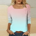thumbnail image 5 of aidice Plus Size Tops for Women Casual Comfy Square Neck Shirts 3/4 Sleeve Gradient Color Tee Shirts, 5 of 7