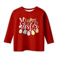 thumbnail image 4 of Zylarhe Girls Easter Shirt Easter Bunny Letter Print Casual Tee Soft Blouse Top Outfit For Girls Short Sleeve Shirt 9-10 Years Red, 4 of 4