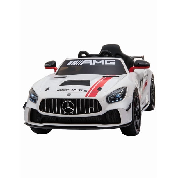 PINGÜE® Montable Eléctrico Niños Mercedes Benz® AMG GT4 Licencia Oficial | Control Remoto 2.4 GHz | Batería 12V 7AH |8 Km/h | 2 Motores 540 | Luces LED, Música, Radio | WHITE