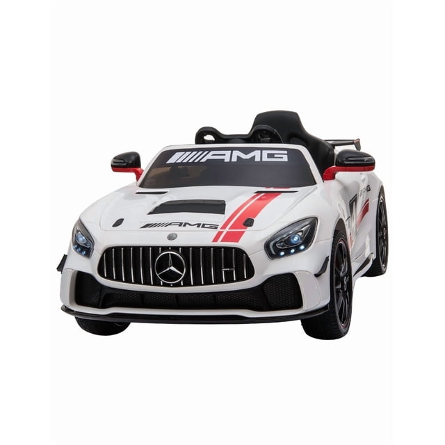 PINGÜE® Montable Eléctrico Niños Mercedes Benz® AMG GT4 Licencia Oficial | Control Remoto 2.4 GHz | Batería 12V 7AH |8 Km/h | 2 Motores 540 | Luces LED, Música, Radio | WHITE