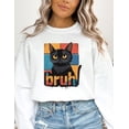 thumbnail image 5 of Bruh Cat Funny Meme T-Shirt with Grumpy Black Cat Face and Retro Sunset Background Perfect for Sarcastic Humor and Cat Lovers, 5 of 5
