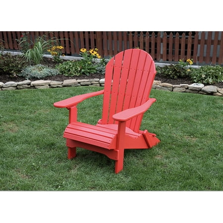 Amish Adirondack Folding Bright Red POLY LUMBER Rolled Seating Heavy Duty EVERLASTING Lifetime PolyTuf HDPE AMISH CRAFTED Folding Adirondack Chair ()
