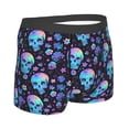 thumbnail image 2 of KLL Skull Flower Blue Men's Cotton Boxer Briefs Underwear-XX-Large, 2 of 8
