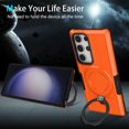 thumbnail image 6 of ELEHOLD Rugged Case for Samsung Galaxy S25 Ultra Hybrid Heavy Duty Cover with Foldable Ring Holder Kickstand Military Grade Drop Protection Shockproof Non-Slip Case,  Orange, 6 of 8