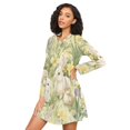 thumbnail image 3 of FORMRS Womens Long Sleeve Nightgowns Crew Neck Sleep Shirt Soft Pajamas Sizes S-3XL, Yellow Floral Rabbit, 3 of 8