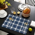 thumbnail image 4 of Navy White Plaid Checkered Pattern Summer Placemats Table Placemats Set Of 4-Linen Kitchen Washable Placemats Table Mats 11.8"x17.7" Non-Slip Heat Resistant, 4 of 6