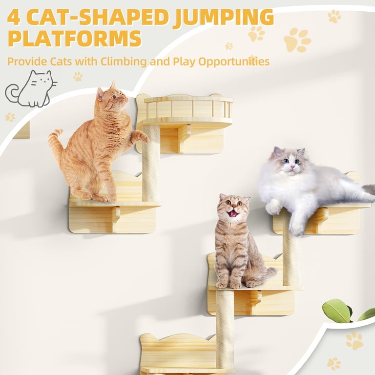 Homiflex Cat Wall Shelves Set, 18PCS Wooden Cat Wall Furniture