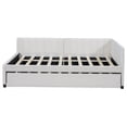 thumbnail image 3 of Upholstered Daybed with Trundle, Full Size Sofa Bed Frame with Storage Drawers in Beige Linen, 3 of 10