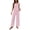 Pink, variant on Women's Trousers Suit Vertical Striped Matching 2 Piece Outfits, Square Neck Sleeveless Cami Top And High Waist Wide Leg Pants, Women Summer Casual Lounge Beach Travel Holiday Wear, Black L