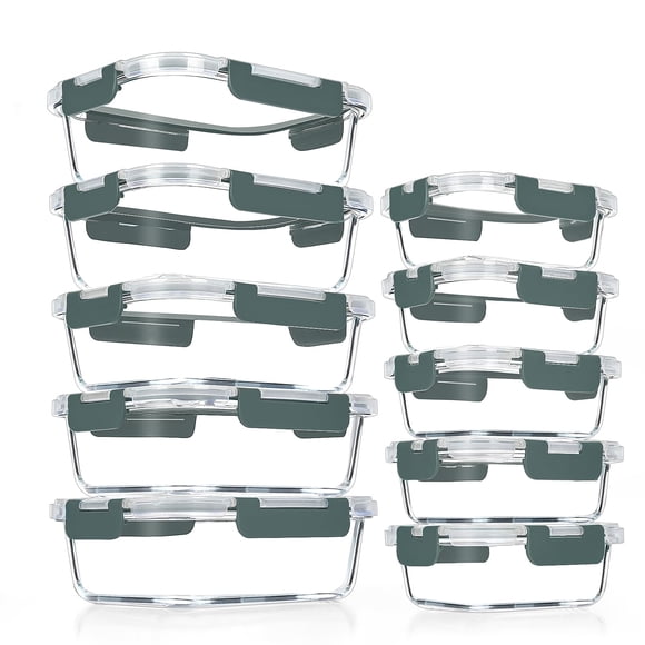 Recipientes de vidrio para preparación de comidas VERONES, paquete de 10, 340 ml y 120 ml