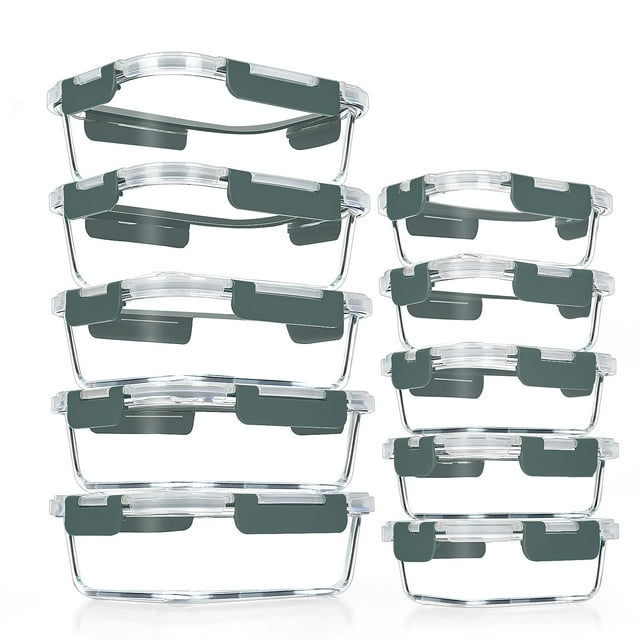 Recipientes de vidrio para preparación de comidas VERONES, paquete de 10, 340 ml y 120 ml