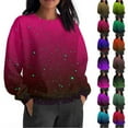 thumbnail image 2 of Otntypg Fashion Sparkly Printed Sweatshirt for Women, Lightweight Casual Fall Oversized Crewneck Sweatshirts Women Loose Fit Long Sleeve Pullover Tops Cute Soft Shirt Hot Pink#01 XL, 2 of 8