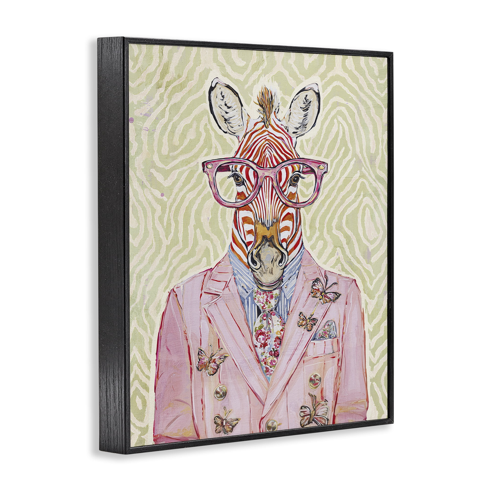 Stupell Industries Pink Zebra over Green Black Framed Giclee Art, design by Svetlana Aleynikova