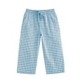 thumbnail image 5 of Baby Girl Pants Kids Summer Plaid Drawstring Capri Trousers Side Pockets Playwear Blue 9-10 Years, 5 of 6