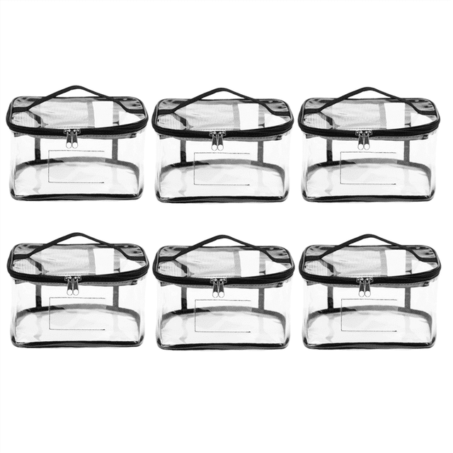 Paquete 6 Bolsas Almacenamiento Juguetes Transparentes con Etiqueta Nombre y Bolsillo para Manual, Estuche Organizador Juguetes PVC Transparente Impermeable para Ladrillos