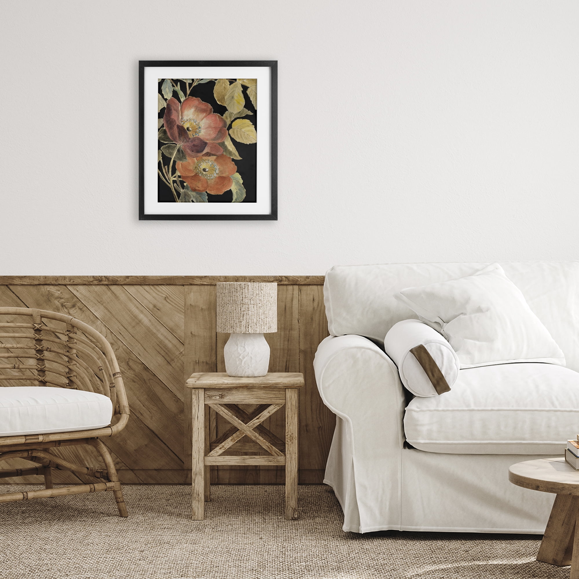 Stupell Industries Red Flower over Black Black Framed Print Under Glass, design by Lanie Loreth