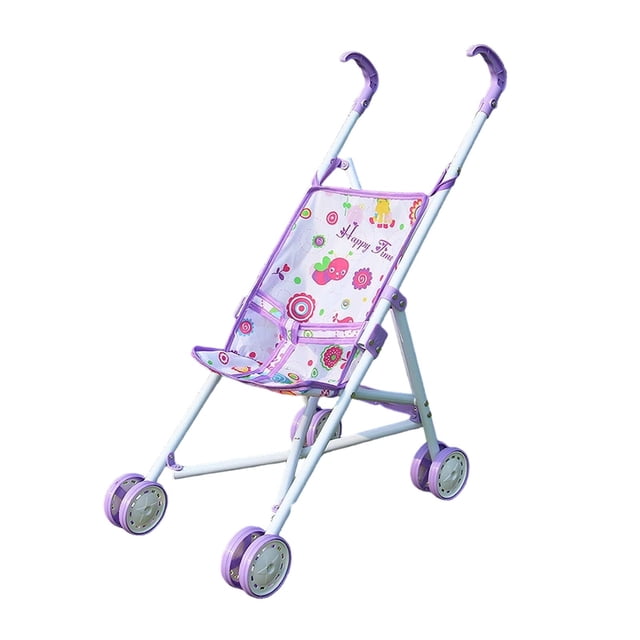 Cochecito de bebé para muñecas, cochecito de bebé para fiestas, regalo de cumpleaños, de plegable y portátil, juguete para juegos de rol para niñas de Púrpura