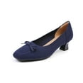 thumbnail image 5 of Navy Women'S Casual Heels Featuring Bow Knitted Toe And Thick Heel Detail Shallow Mouth For Stylish Activities And Comfort, 5 of 6