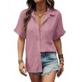 thumbnail image 4 of Camisa de lino HOTOUCH para mujer 100% algodón de manga corta, 4 of 6