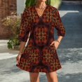 thumbnail image 2 of Floral Pattern in Autumn Colors Womens Dress With Pockets Summer V Neck 3/4 Sleeve Dress Plus Size Loose Dress, 2 of 7