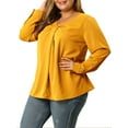 thumbnail image 5 of MODA NOVA Junior's Plus V Neck Long Sleeve Twist Knot Top Yellow 3X, 5 of 7