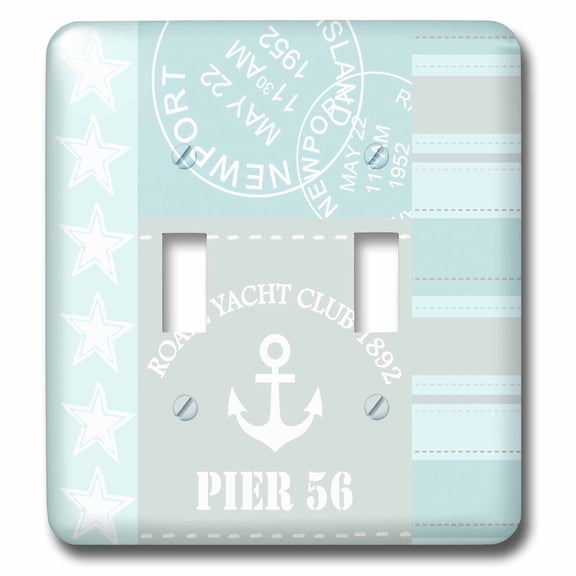 3dRose, Nautical Graphic With Typography, double toggle switch