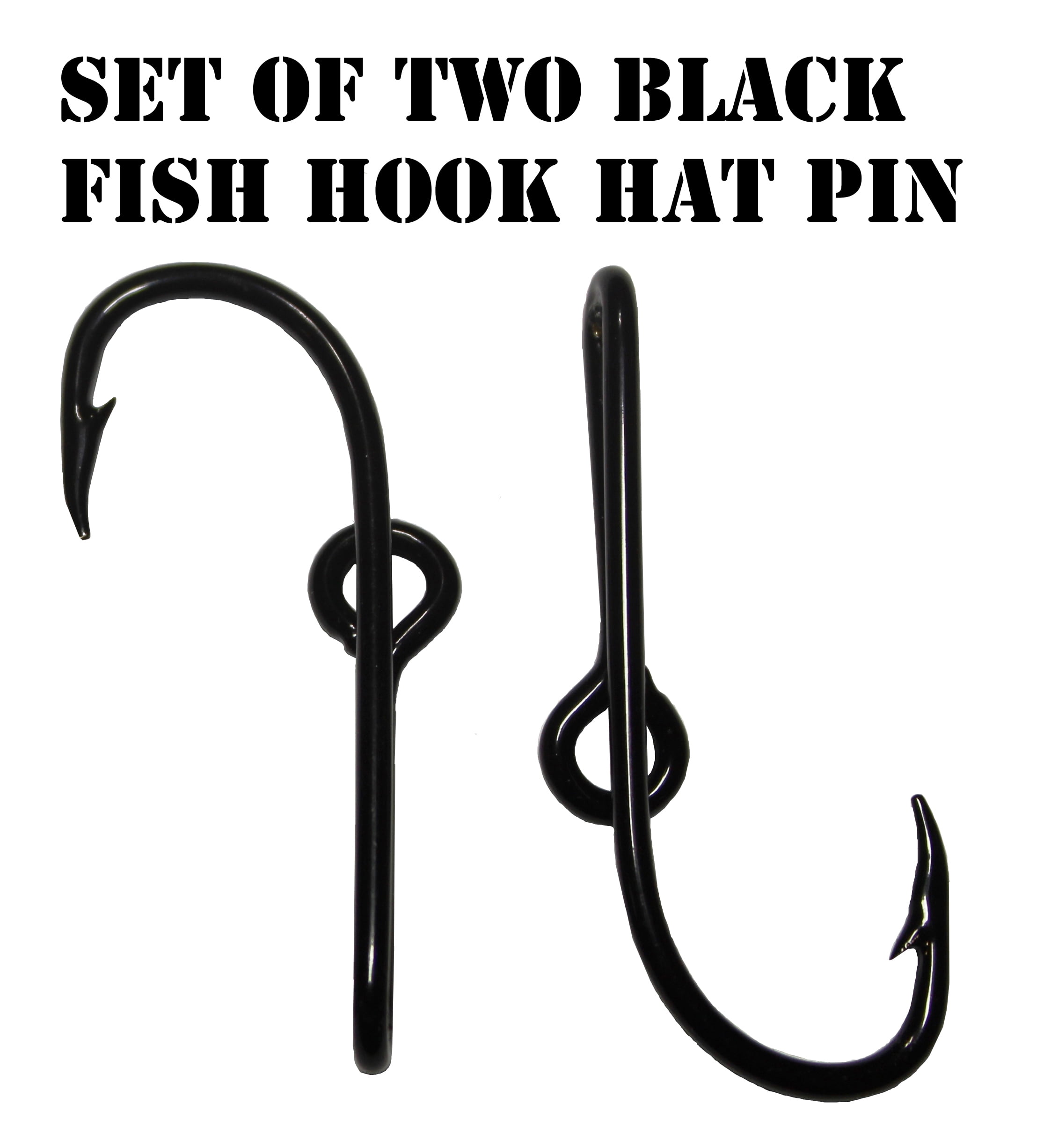 BT Outdoors Two Black Fish Hook Hat Pin Black Hat Hook Clip