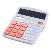 Angle View: Handheld Colorful Standard Function Desktop Electronic Calculator Solar and Battery Dual Powered 12 Digits Orange