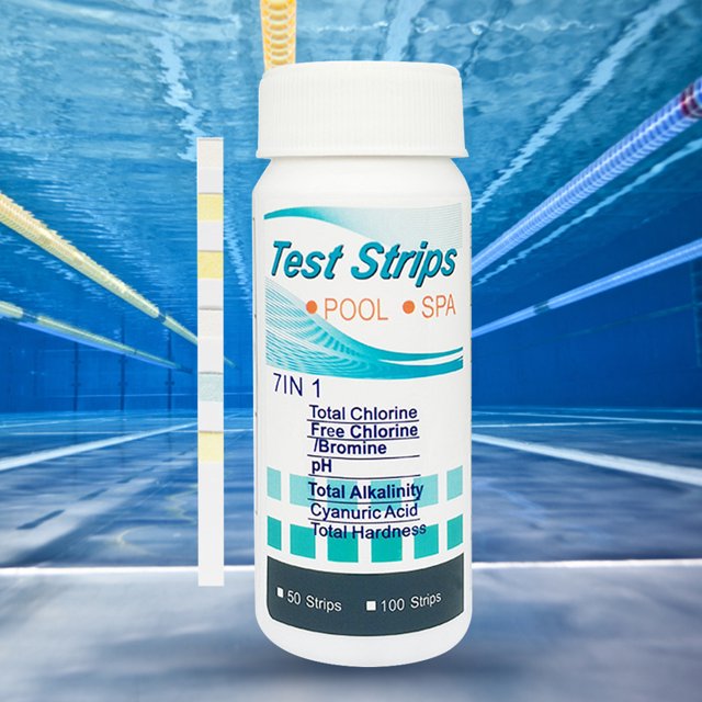Papel De Prueba De Ph De Piscina Tiras de prueba Papel de medida de cloro/PH/bromo para piscina de acuario (7 en 1) 100 piezas