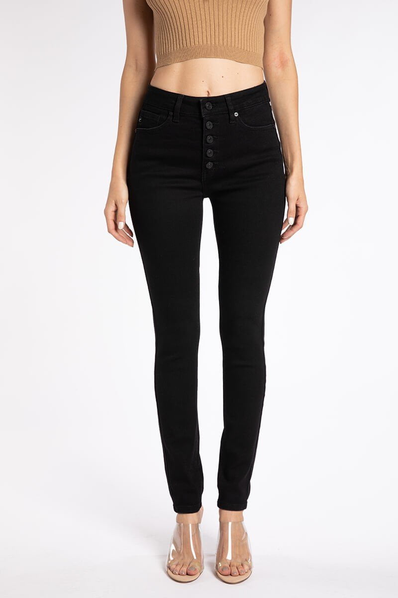 Kan Can Women's High Rise Button Fly Super Skinny Jeans kc7113