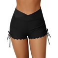 thumbnail image 1 of Charmo Women Scalloped Swim Shorts Drawstring Board Shorts Swimsuit Bottom, 1 of 7