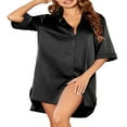 thumbnail image 3 of Chemise de Nuit à Manches Courtes Boutonnée pour Femmes, 3 of 5