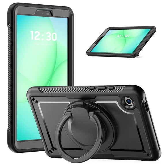 FJLBDE Case for Samsung Galaxy Tab A11/Tab A9 8.7 Inch 2025/2023 with 360 Rotating Stand, Shoulder Strap, Heavy Duty Shockproof Cover, Black